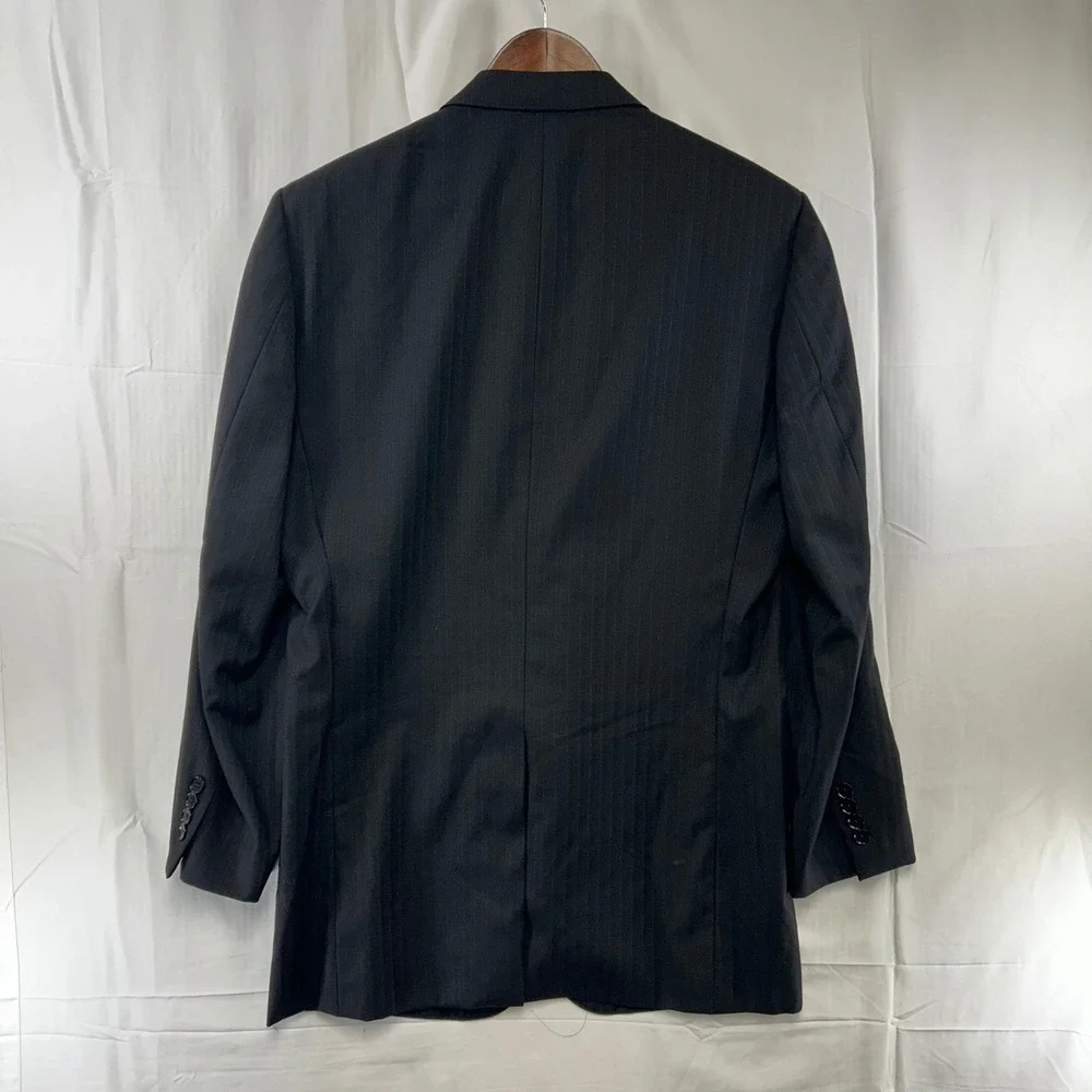 Daniel Cremieux Blazer Mens 40L Black Pinstripe Loro Piana Super 160s Wool *